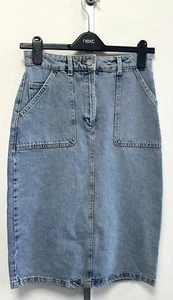 NEW! Gerard Darel UK6 Eu34 US2 blue 100% cotton denim pencil skirt with pockets - Picture 1 of 13