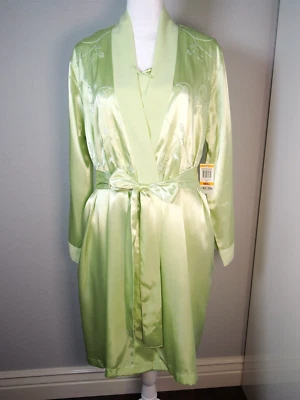 De Colección Morgan Taylor 2 Piezas Conjunto de Bata Verde Claro Íntimo Y Deslizable Quimise Talla S Foto 1 de 4