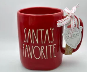 Rae Dunn SANTA’S FAVORITE Red Christmas Mug Holiday NEW - Picture 1 of 2