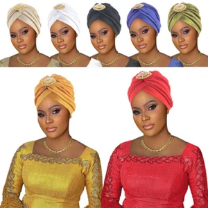 Indian Turban Muslim Women Hijab Hat Cancer Chemo Cap Pleated African Muslim Hat - Picture 1 of 23