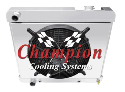 Radiador RS Champion 4 filas con ventilador de 16" y cubierta para Cadillac 1961-1965 Foto 1 de 4