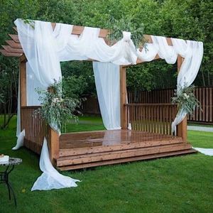 5ft x 32ft WHITE Premium Chiffon Sheer Backdrop CURTAIN PANEL Drape Party Events - Picture 1 of 5