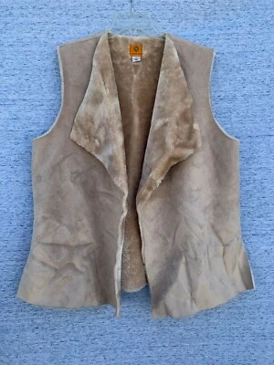 SALE @ Vintage RUBY RD Faux Leather & Fur Biker Sexy Lined Vest Size XL ❤️tb9j3 - Image 1 of 4