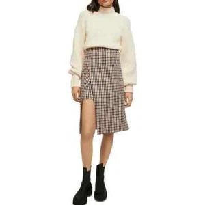 MAJE Skirt Women's Josselin Plaid Midi Symmetrical Size 6 - Picture 1 of 14