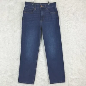Express Womens Jeans Straight Crop High Rise Denim Blue 4 Way Super Stretch 2 - Picture 1 of 11