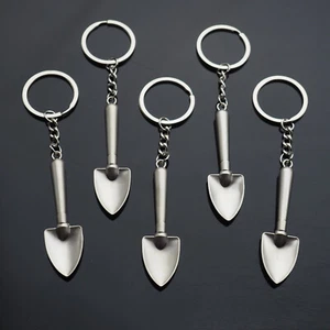 5x PCS Lot Shovel Gardener Gift Keychain Matte Silver Key Chain Pendant Key Ring - Picture 1 of 11