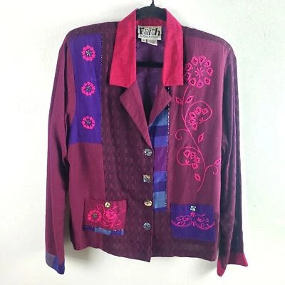 Women's Vintage Celia Forrester Purple Pink Abstract Art to Wear Jacket Size LG - Image 1 of 4
