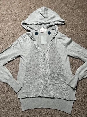 NUEVO CON ETIQUETAS Anthropologie Sudadera con Capucha Lateral Abatible XS Gris Lunares Espalda Lana Mezcla Cachemira Foto 1 de 4