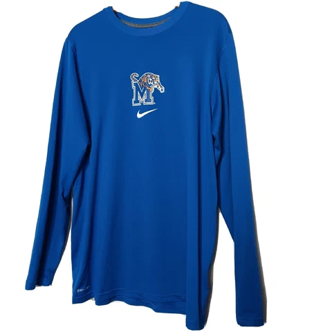 University of Memphis Tigers Nike Dri Fit Men Large Tall Shirt Long Sleeve Blue Cover