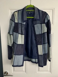 Casual & Co Leather patchwork Crochet Jacket Size Small - Picture 1 of 4