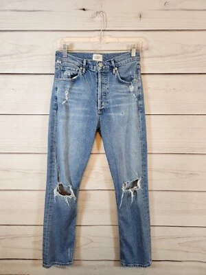 Pantalones de mezclilla rectos cortos Charlotte azul desgastado Citizens of Humanity para mujer 26 Foto 1 de 4