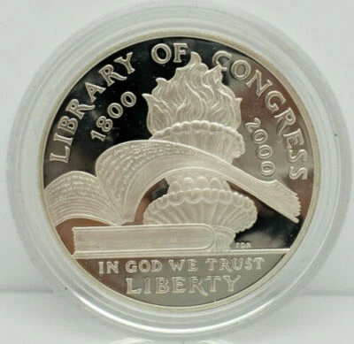 2000 P Library of Congress Bicentennial Proof Silver Dollar Coin Box & COA - Image 1 of 2