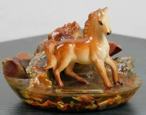 Vintage, Petrified Wood and Lucite, Grand Canyon (?), Horse paperweight *READ* - Picture 1 of 12