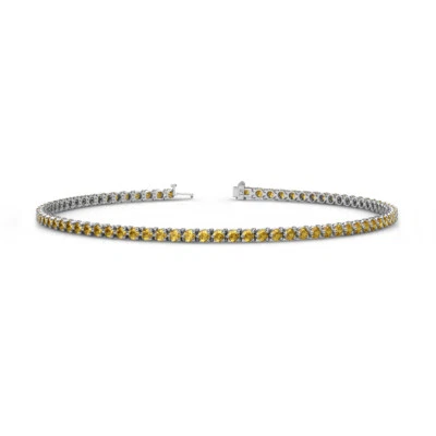 Brazalete tenis eterno citrino 2 mm para mujer 1,32 ctw oro blanco 14K JP:123848 Foto 1 de 4