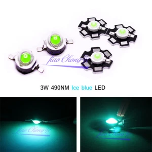 1 10 20 50 100pcs 3W High Power LED Lamp Ice blue 490nm 3.2-2.6v light-emitting - Picture 1 of 9