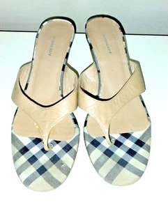 Sandali da gattino BURBERRY marrone beige nova in pelle a quadri misura 38/7,5 M - Foto 1 di 9