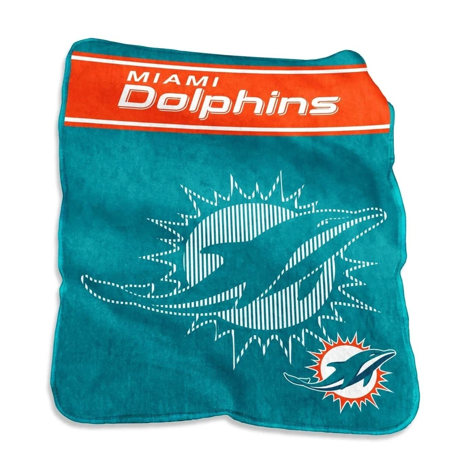 Manta de felpa con logotipo de marcas Miami Dolphins NFL 60" X 80" Foto 1 de 1