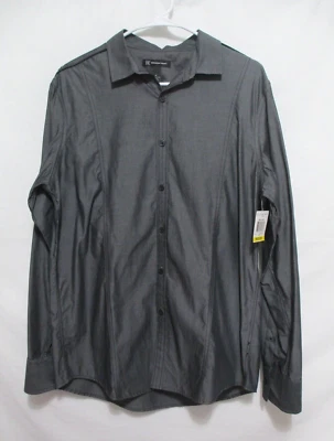 NWT INC INTERNATIONAL CONCEPT MEN GRAY 100% COTTON DRESS SHIRT SIZE M - Image 1 of 4