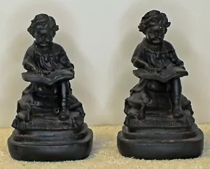 Book Readers Bookends Dark Toned w/Fake Patina Felt Pad Heavy NIB - Picture 1 of 5