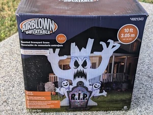 Gemmy Halloween 10 ft Haunted Graveyard Scene Airblown Inflatable New Open Box - Picture 1 of 14