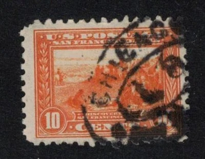 USA Sc #404 Used 1915 F/VF Orange 10¢ San Francisco Bay With A Chicago Handstamp - Image 1 of 2