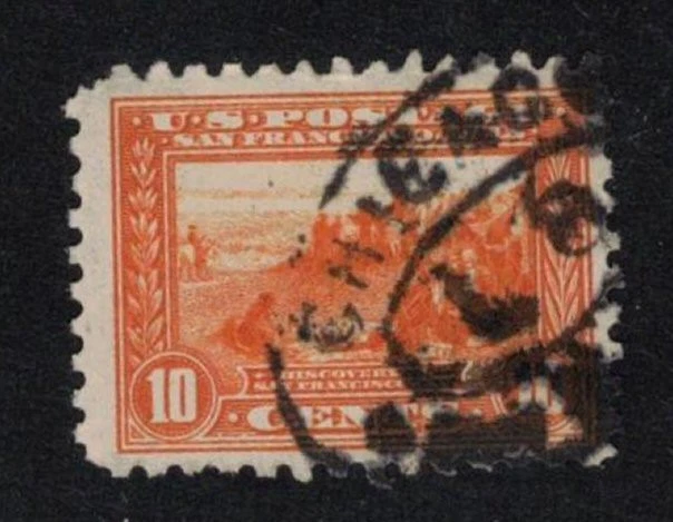 USA Sc #404 Used 1915 F/VF Orange 10¢ San Francisco Bay With A Chicago Handstamp - Image 1 of 2