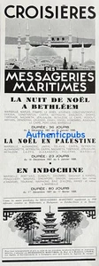 PUBLICITE MESSAGERIES MARITIMES CROISIERES NOEL PALESTINE BEYROUTH DE 1936 AD - Imagen 1 de 1
