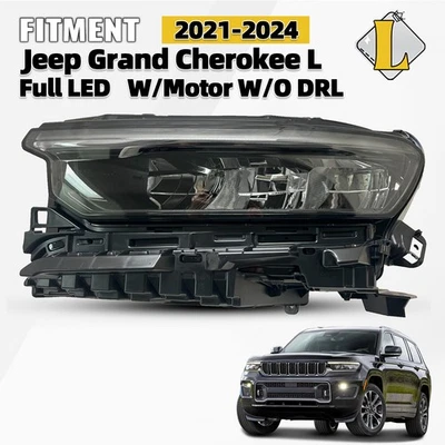 For 2021-2024 Jeep Grand Cherokee L Full LED Headlight w/ Motor w/o DRL Driver Foto 1 de 4
