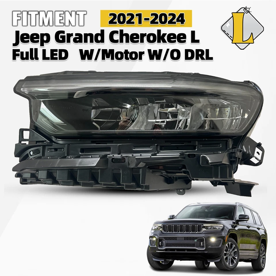 For 2021-2024 Jeep Grand Cherokee L Full LED Headlight w/ Motor w/o DRL Driver Foto 1 de 4