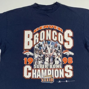 VTG Denver Broncos 1998 Super Bowl XXXIII T-Shirt Mens 2XL (Fits XL) Champions - Picture 1 of 8