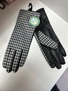 ADRIENNE VITTADINI  S/M LEATHER CHECKERED-LINED -BLACK GLOVES 🧤NEW - Picture 1 of 5