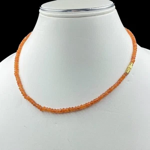 Carnelian Faceted 3-4MM Gemstone Beaded Handmade Men Women Choker Necklace 16" - Picture 1 of 12