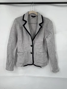 J. Crew Tipped Wool Sweater Blazer Jacket Women Medium Silver Minimalist Modern - Bild 1 von 9