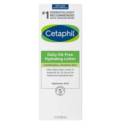 Loção hidratante facial hidratante diária sem óleo Cetaphil com ácido hialurônico, 3 oz - Imagem 1 de 3