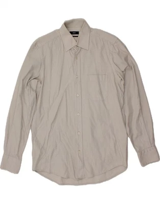 HUGO BOSS Mens Shirt Size 15 1/2 39 Medium Off White Striped Cotton BZ59 - Image 1 of 4