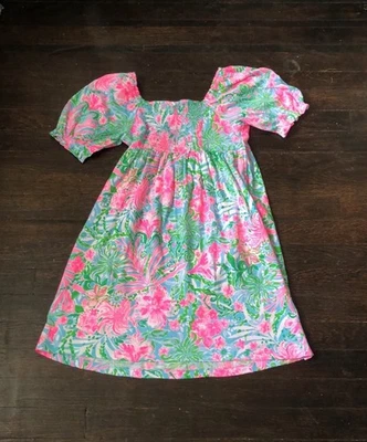 Lily Pulitzer Kids Girls Amalfi Blue Leaf It Wild Mini Delaney Dress L 8-10 NWT - Image 1 of 4