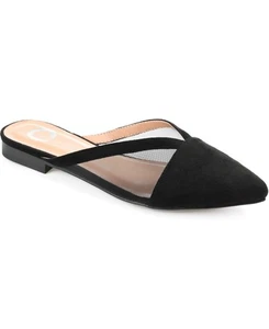 Journee Collection Women's Reeo Slip On Pointed Toe Mules Flats, Black Size 9M - Picture 1 of 6