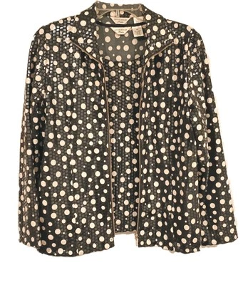 Conjunto de chaqueta para mujer PM Laura Ashley camisa sin mangas moderna negra marfil lunares Foto 1 de 4