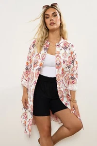 Yours Curve Women's Plus Size Paisley Print Longline Shirt - Picture 1 of 13