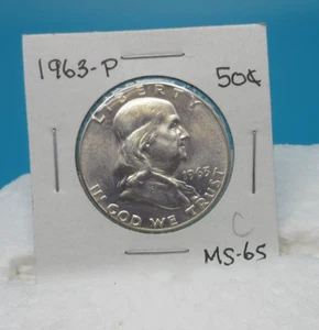 1963-P Franklin Fifty Cent Piece / Half Dollar / Mint State 65 (C) - Picture 1 of 2