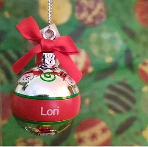 Ganz Holiday Hanging Personalized *LORI* Ornament Red Bow and Santa Claus NWT - Picture 1 of 2