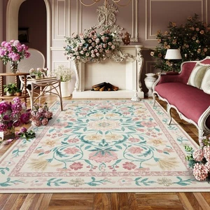 New-Pink Floral Rugs for Bedroom 5x7 Washable Boho Soft Area Rugs for Li - Picture 1 of 8