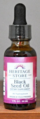 Aceite de semilla negro Heritage Store 1 fl oz (30 ml) 3 % timoquinona prensado en frío Foto 1 de 3