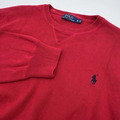 Suéter Polo Ralph Lauren Masculino XL Clássico Pulôver de Malha Vermelha 100% Algodão - Imagem 1 de 4