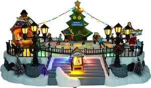 Schlittschuhlaufen Weihnachtsdorf - Animiertes musikalisches Winter Schnee Dorf mit 7 beweglichen S - Bild 1 von 7