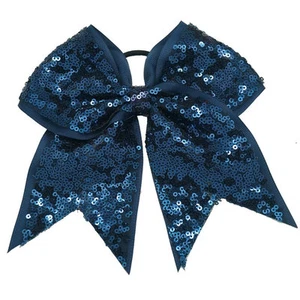 8 Inch Full Sequin Bling Cheer Hair Bow with Elastic Band Cheerleading CB005 - Picture 1 of 22
