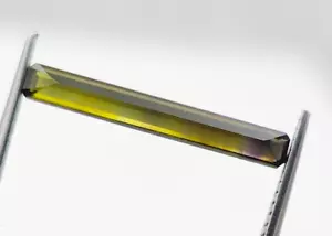 Bi Color Tourmaline 0.75 Ct. Baguette Shape 18 x 2.5 Mm. Natural Gem Unheated - Picture 1 of 9
