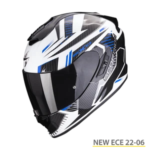 Helmet Fiber Motorcycle Scorpion EXO 1400 EVO Shell Blue Dual D Racing Ece 2206 - Picture 1 of 1