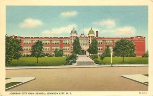 HIGH SCHOOL, JOHNSON CITY, NEW YORK, VINTAGE POSTCARD - Picture 1 of 2