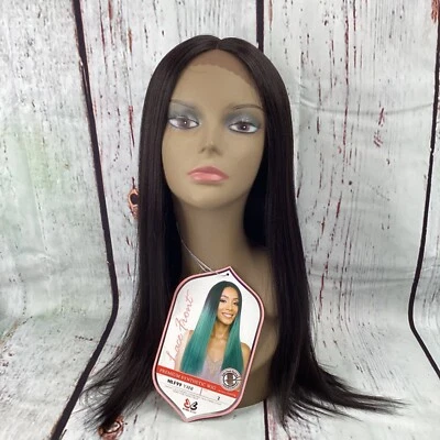 Peluca Yani #2 Marrón Oscuro Larga Recta Encaje Frontal Parte Media Sintética Foto 1 de 4